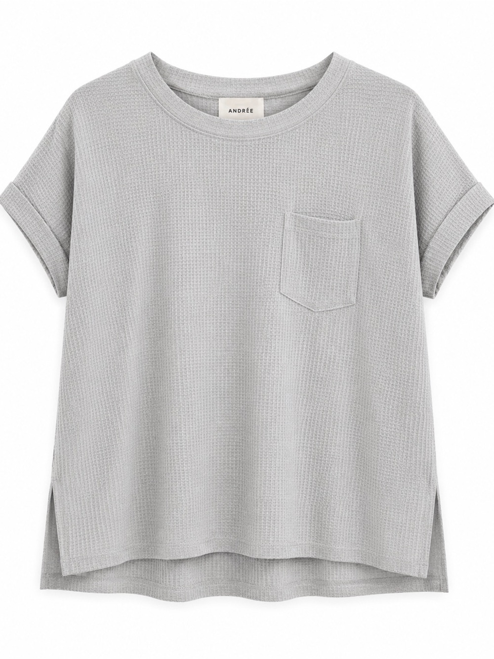 Andree by Unit Pearl Gray Waffle Knit Top